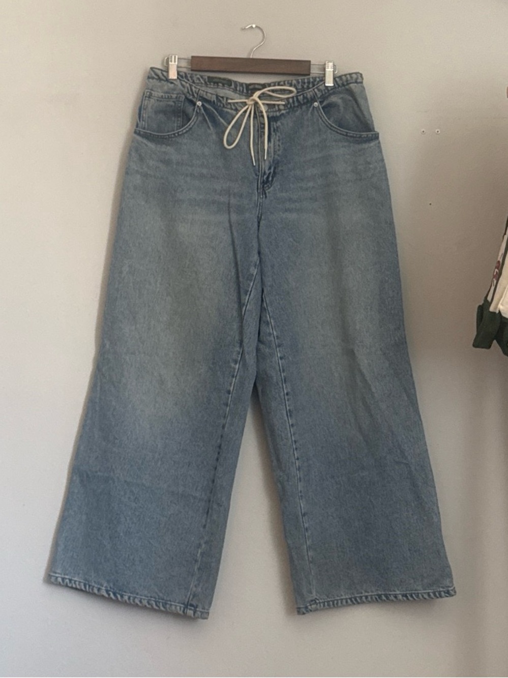 wild fable Light Blue Wide-Leg Drawstring Jeans